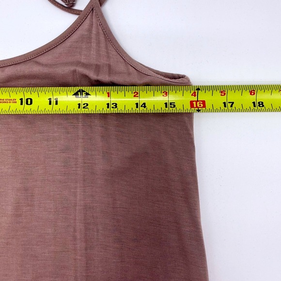 Womens Soft Modal Layering  Midi Dress Taupe Nude Spaghetti Strap Size M Lace - Picture 6 of 8